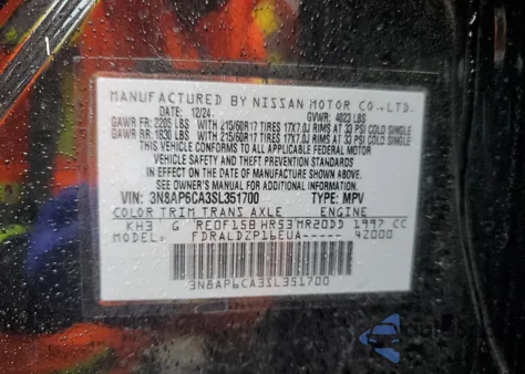 2025 Nissan Kicks Sv from USA, damaged, VIN 3N8AP6CA3SL351700